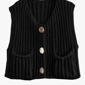 Black Knitted Sweater Vest